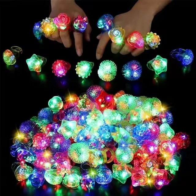 10pcs Glowing Rings LED Light  - огляд і ціна Glow In The Dark Party Glasses
