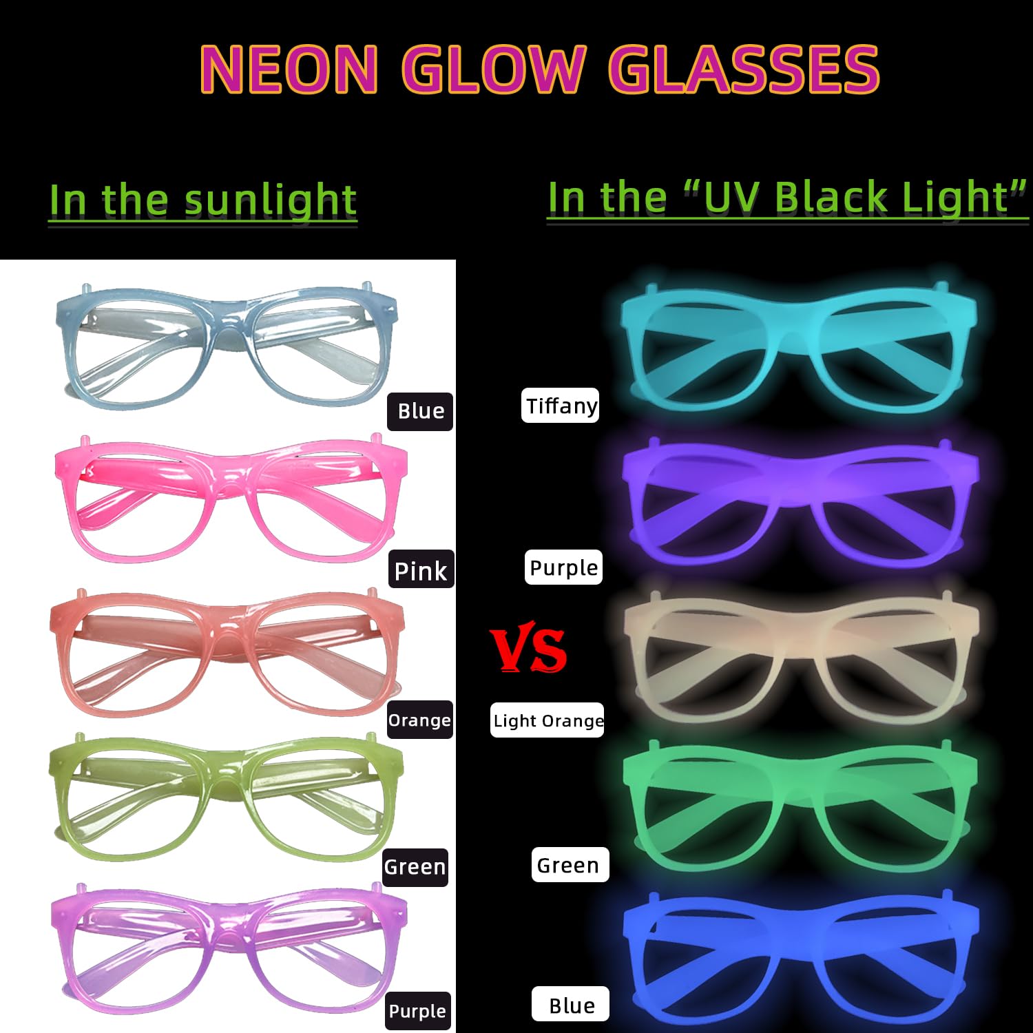 2/24pcs Glow-in-the-Dark Neon  - огляд і ціна Glow In The Dark Party Glasses