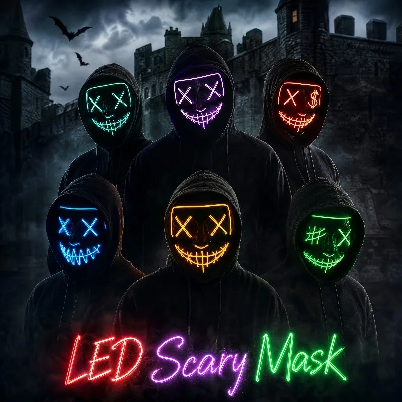 2026 Halloween Party Supplies  - огляд і ціна Led Purge Mask Halloween